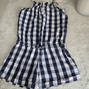 GAP Kids Blue and White Checkered Romper